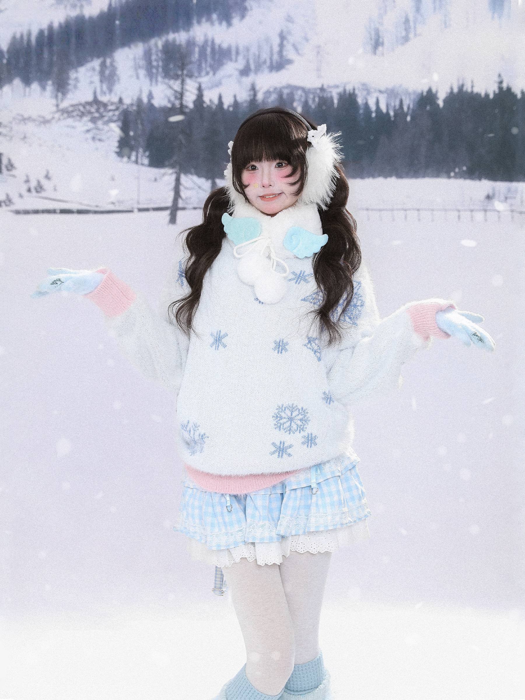 Winter Fluffy Mohair Warm Snowflake Top Sweater MGD0008