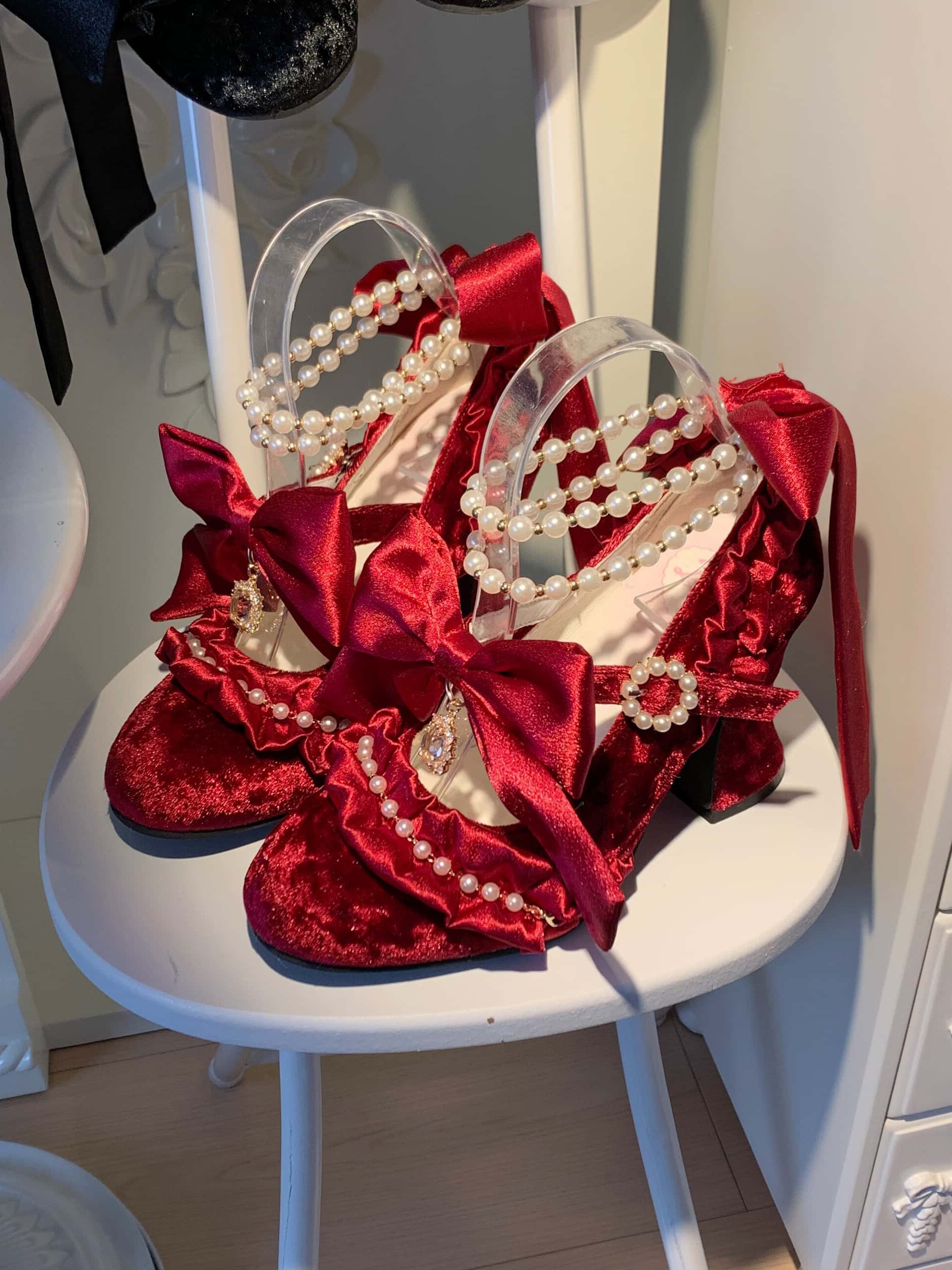 Ribbon Hymn 1.0 Lolita Vintage Heavy Craft Bridal Heels