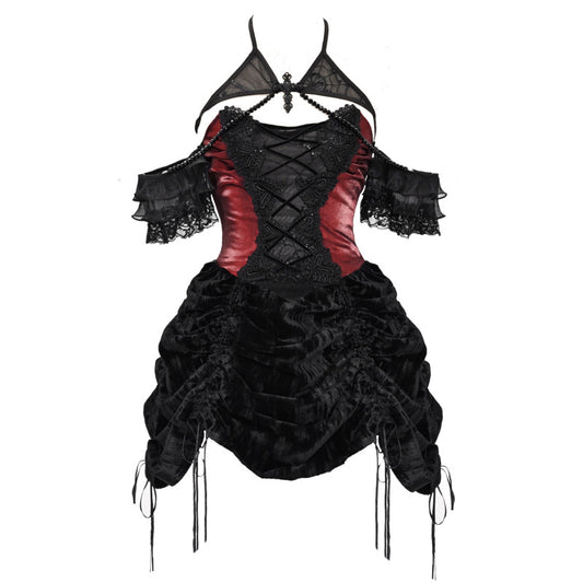 Lolita Gothic Spiderweb Lace-Up Dress LG1045