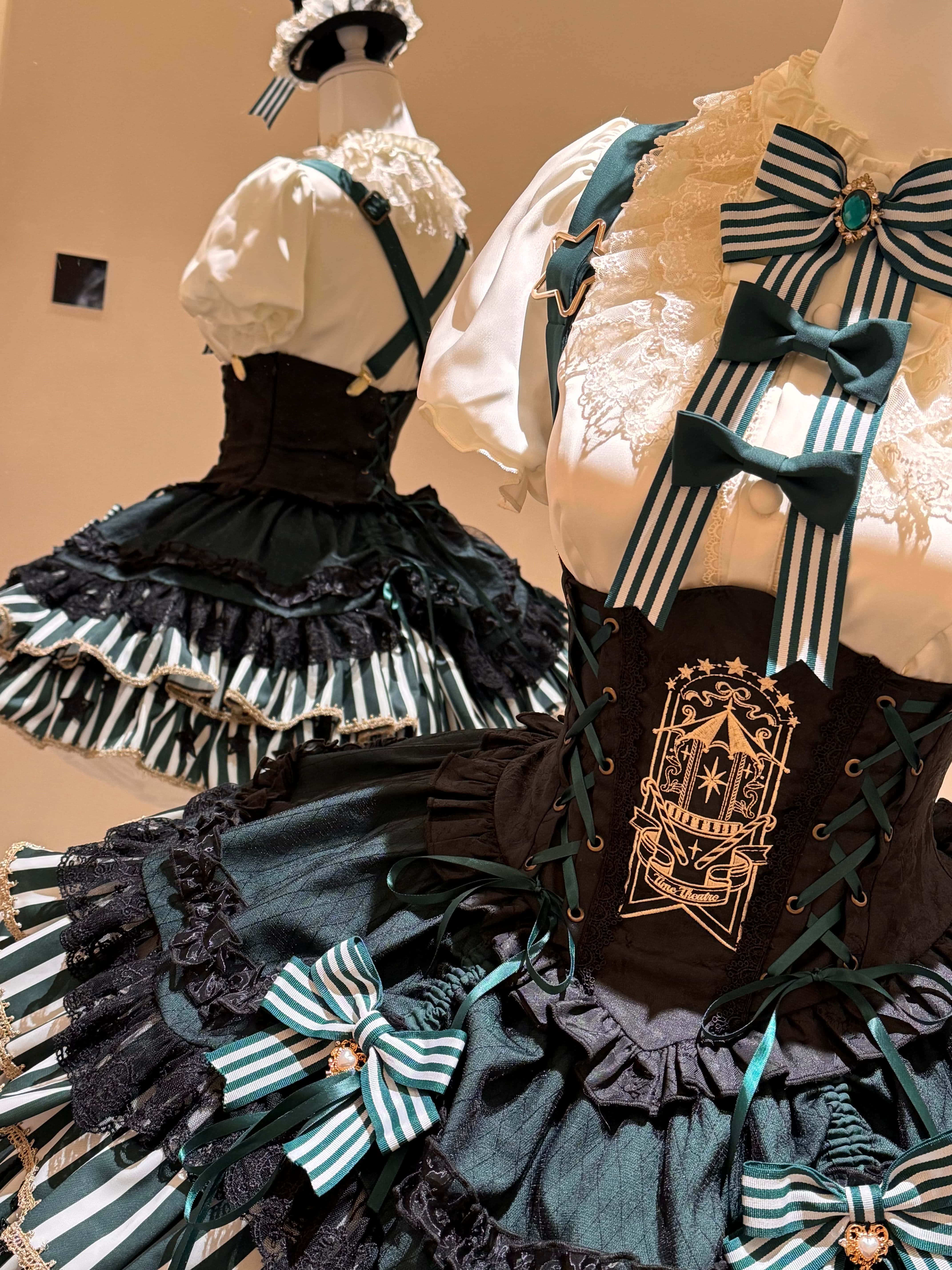 Star Track Academy Lolita Gothic Green Dress Set
