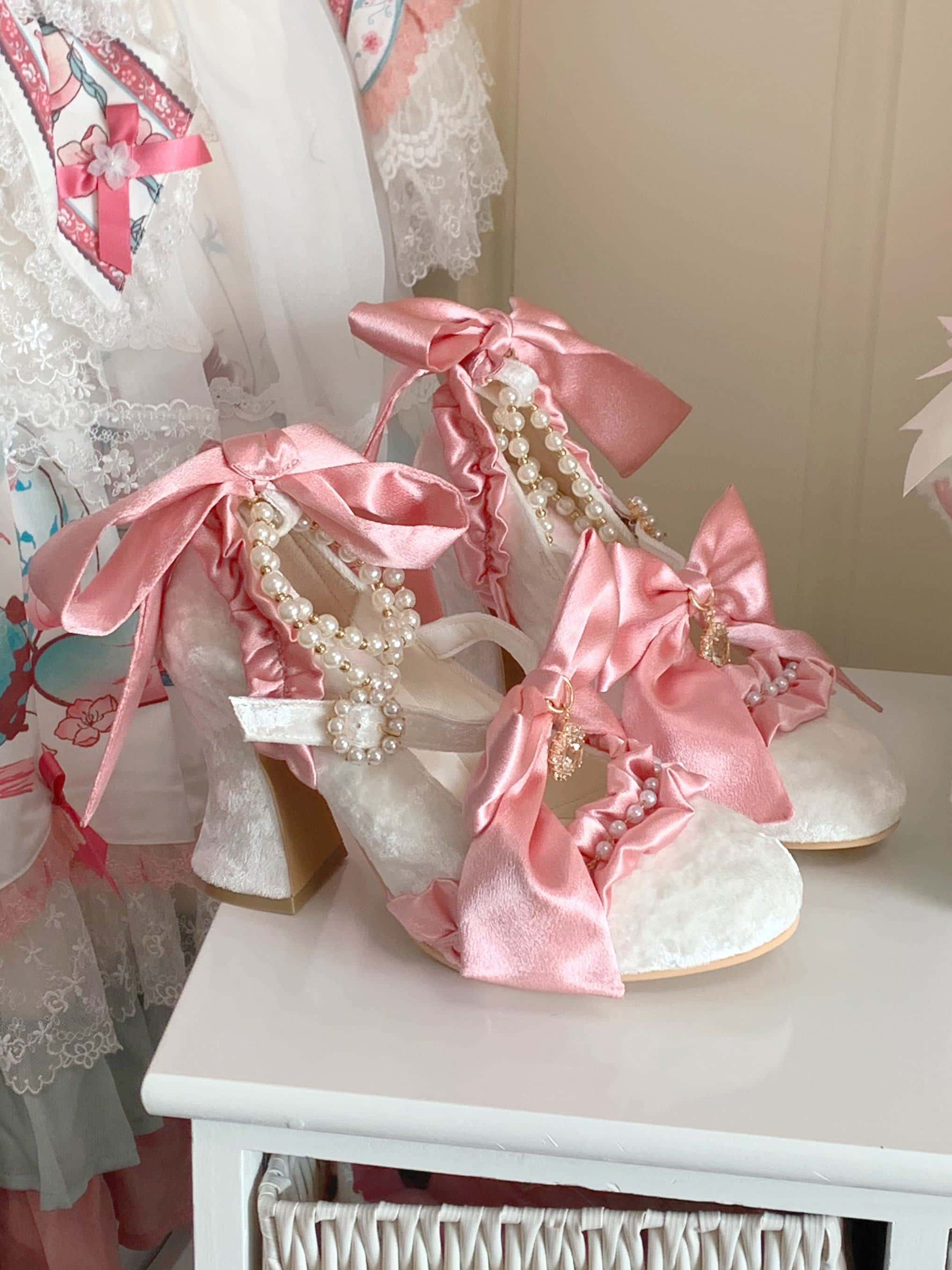 Ribbon Hymn 2.0 Lolita Vintage Heavy Craft Bridal Heels