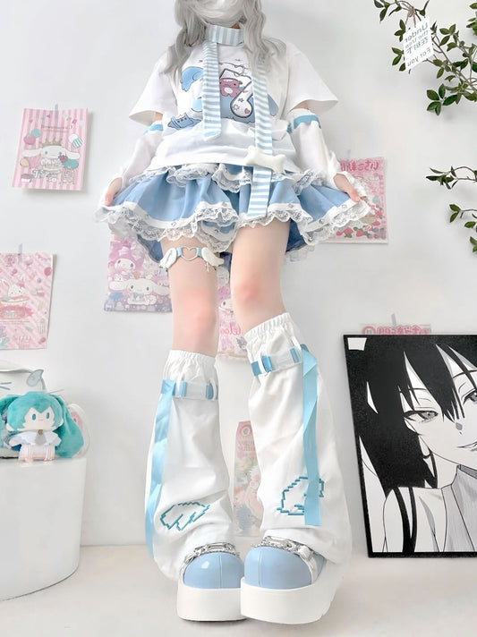 Y2K Blue & White Harajuku Leg Warmers LE9002
