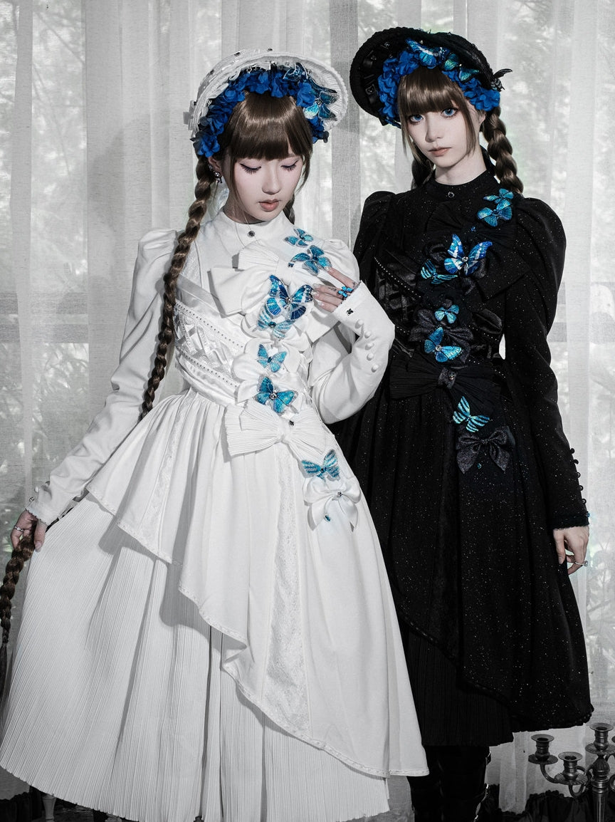 Cabinet Of Curiosities II Dark Gothic Butterfly Long Stand Collared OP Dress