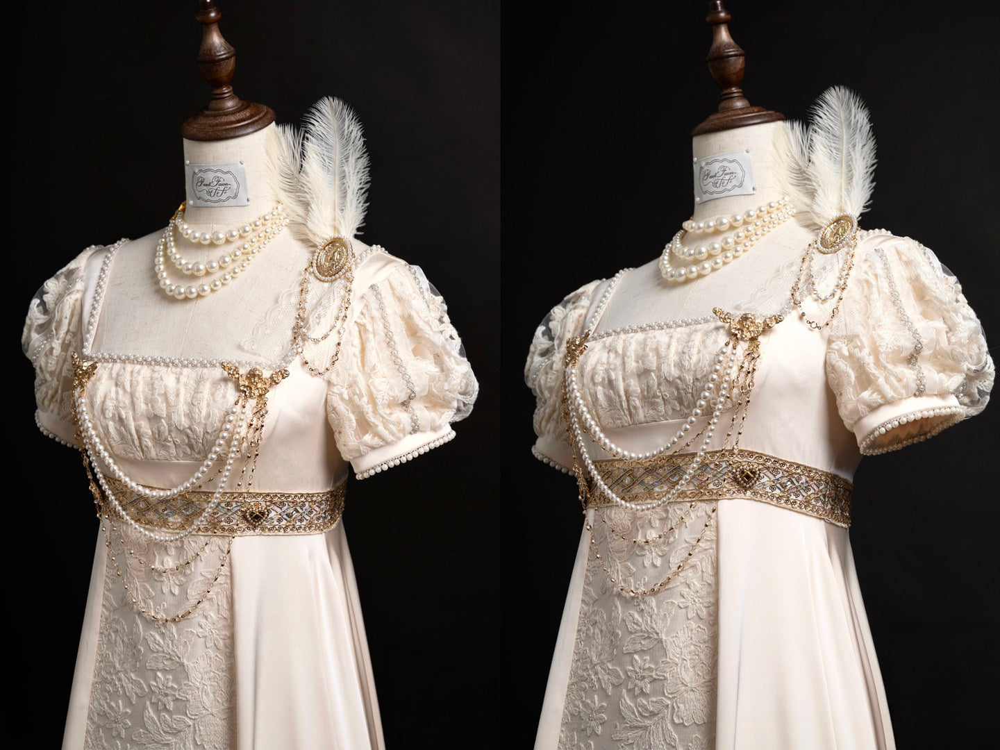 Austen Angel Wings Lolita Embossed Lace Satin Empire Dress
