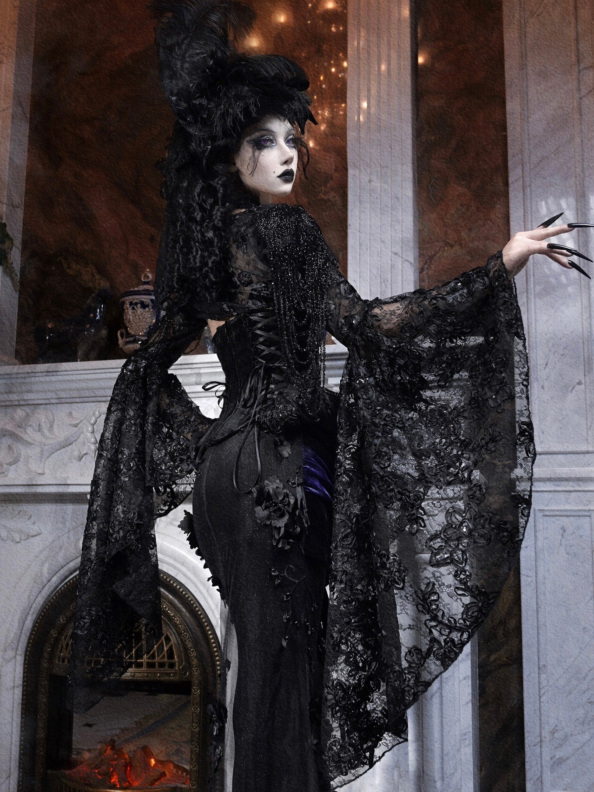 Mourning Day Gothic Maxi Dress Set