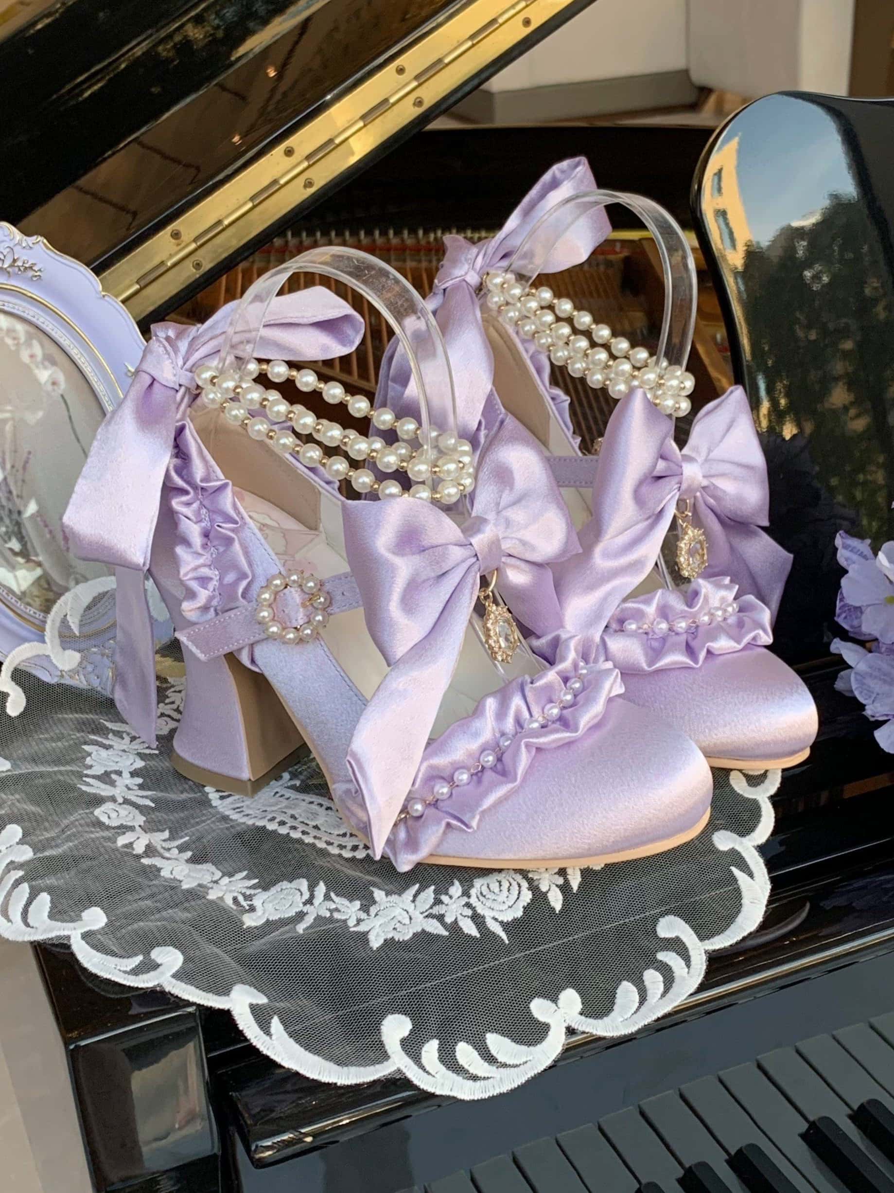 Ribbon Hymn 1.0 Lolita Vintage Heavy Craft Bridal Heels