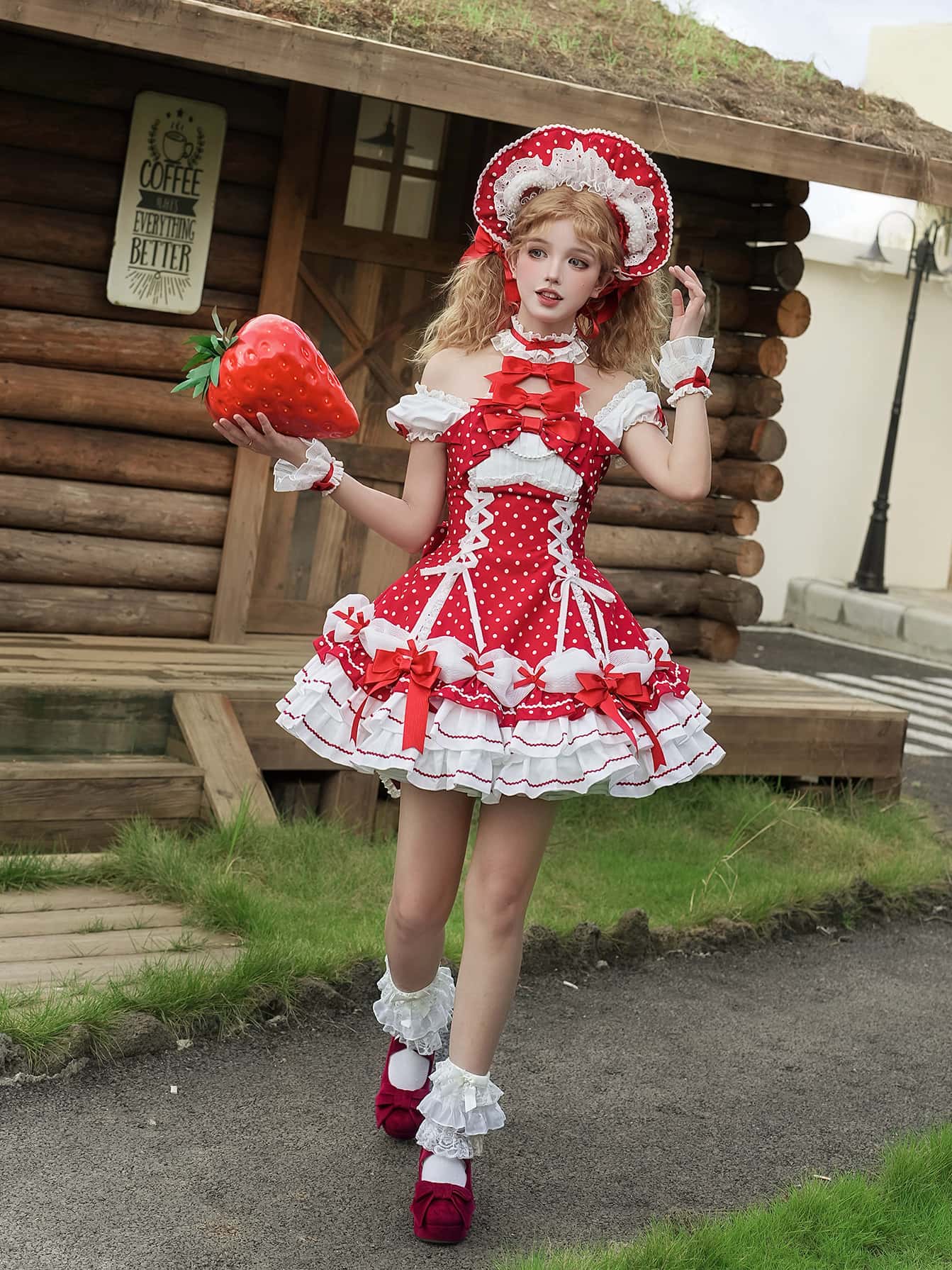 Vintage Polka Dot Lolita Halter Red OP Dress