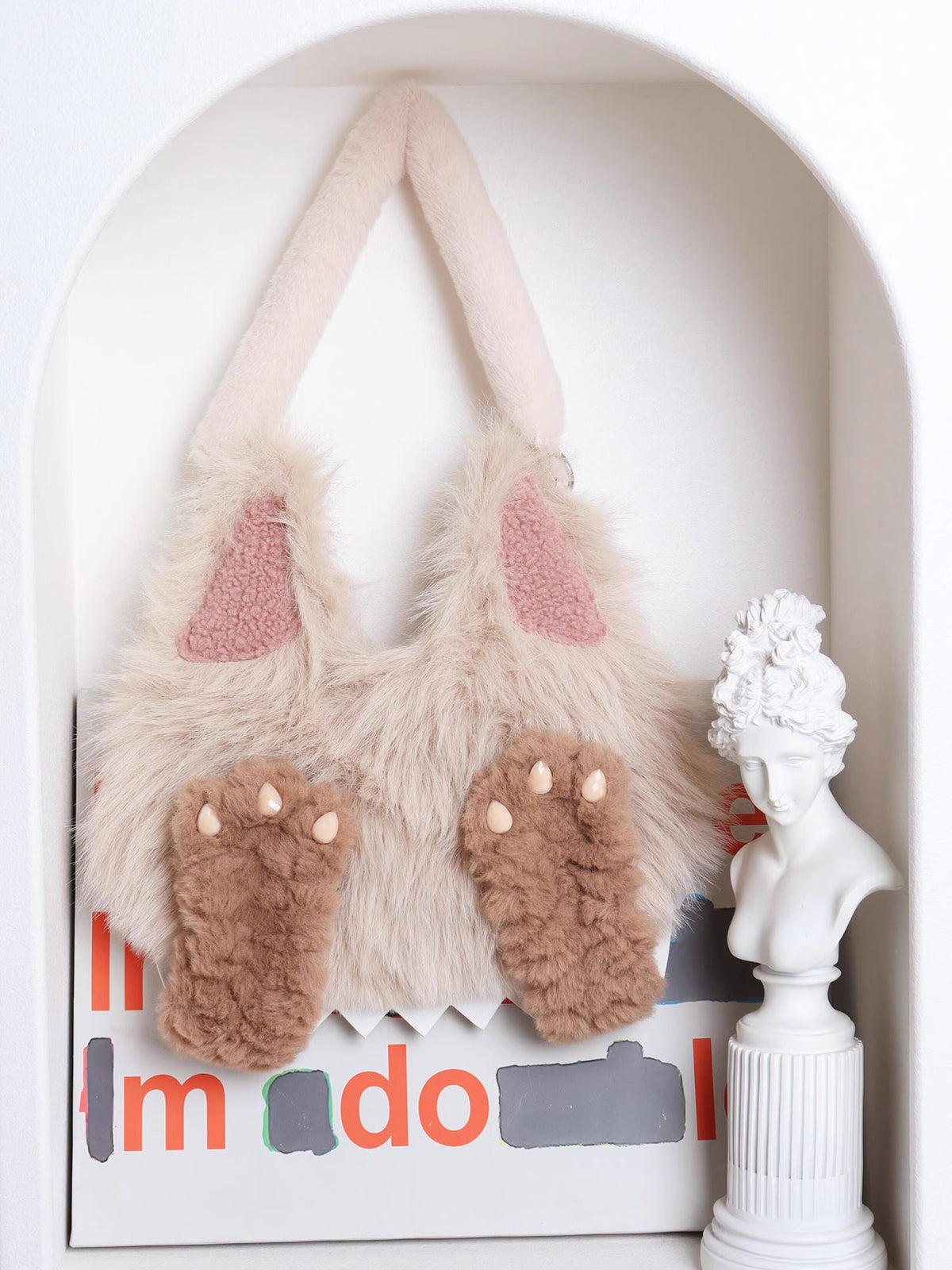 Toothy Face-Cover Cat Plush Lolita 3-Way Bag