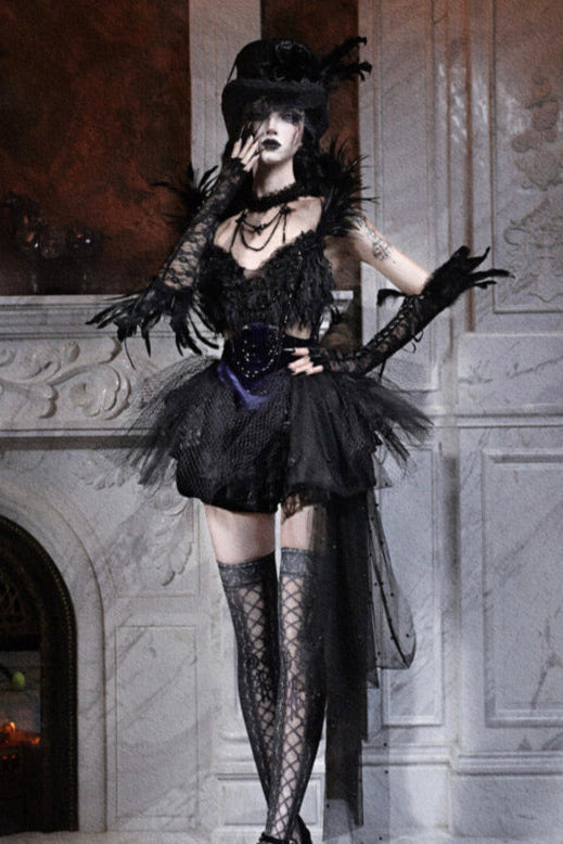 Lolita Gothic Style Feather Outfit Set