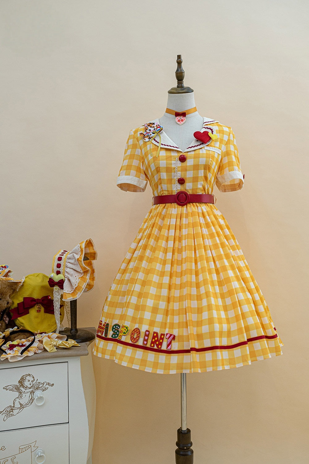 Cat Sweetheart American Retro Sweet Diner‑Style Lolita OP Dress