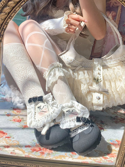 Lolita Bow Patchwork Flat Shoes LE5004