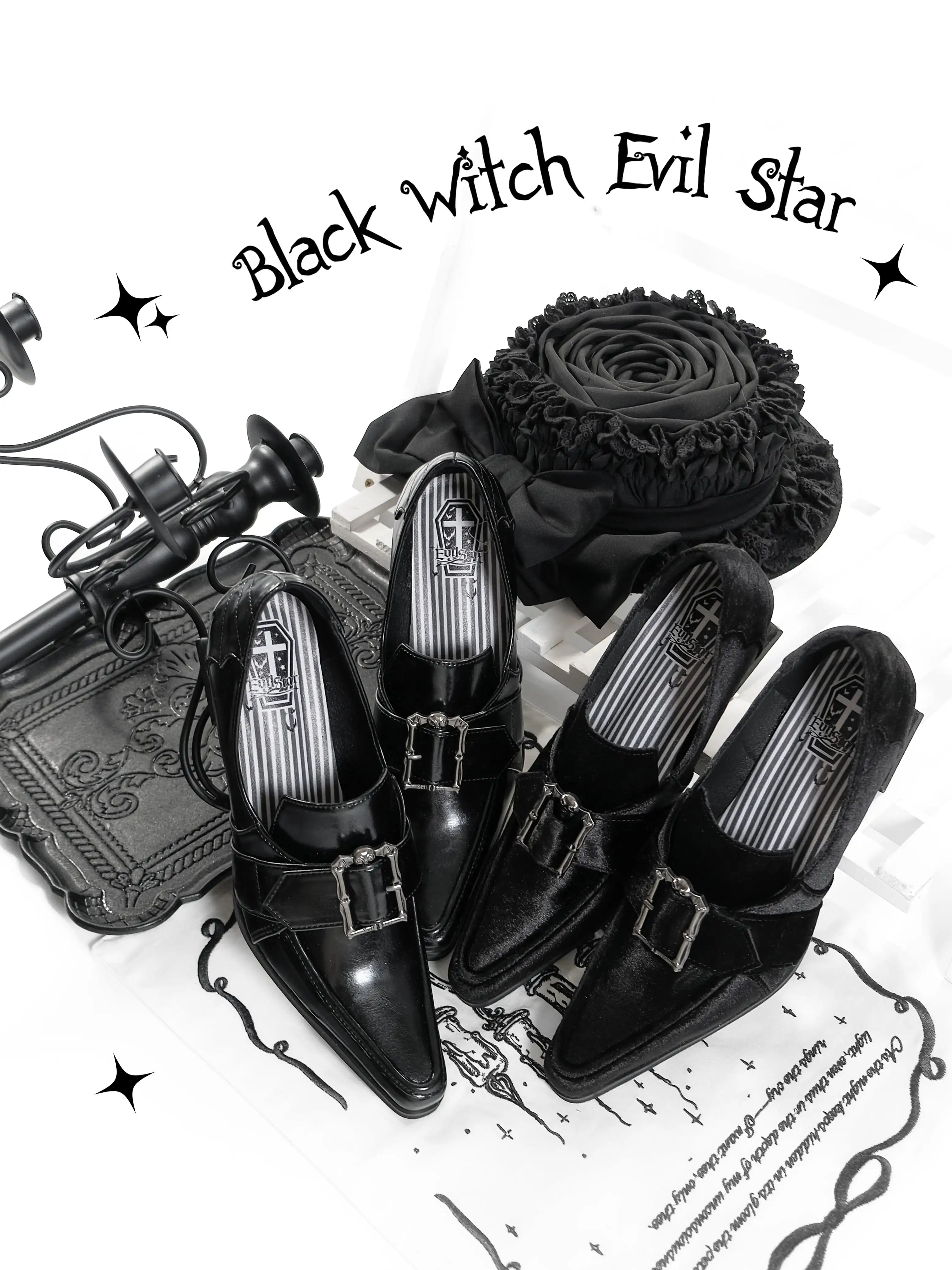 Nocturna Witch Gothic Velvet Pointed Toe Goblet Heel Lolita Pumps