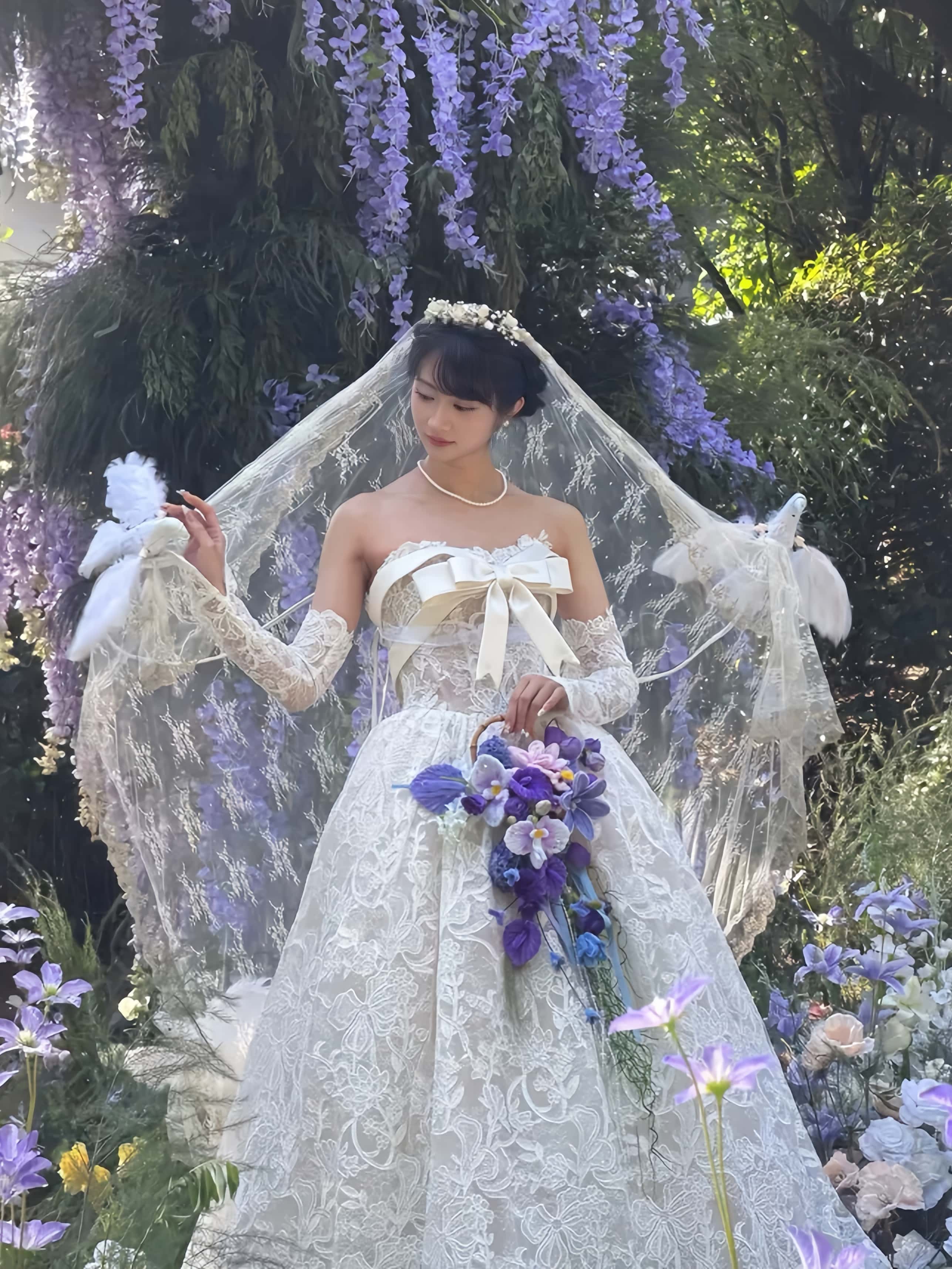 Electric Bird Veil Lolita Tea Party Show Styling Set