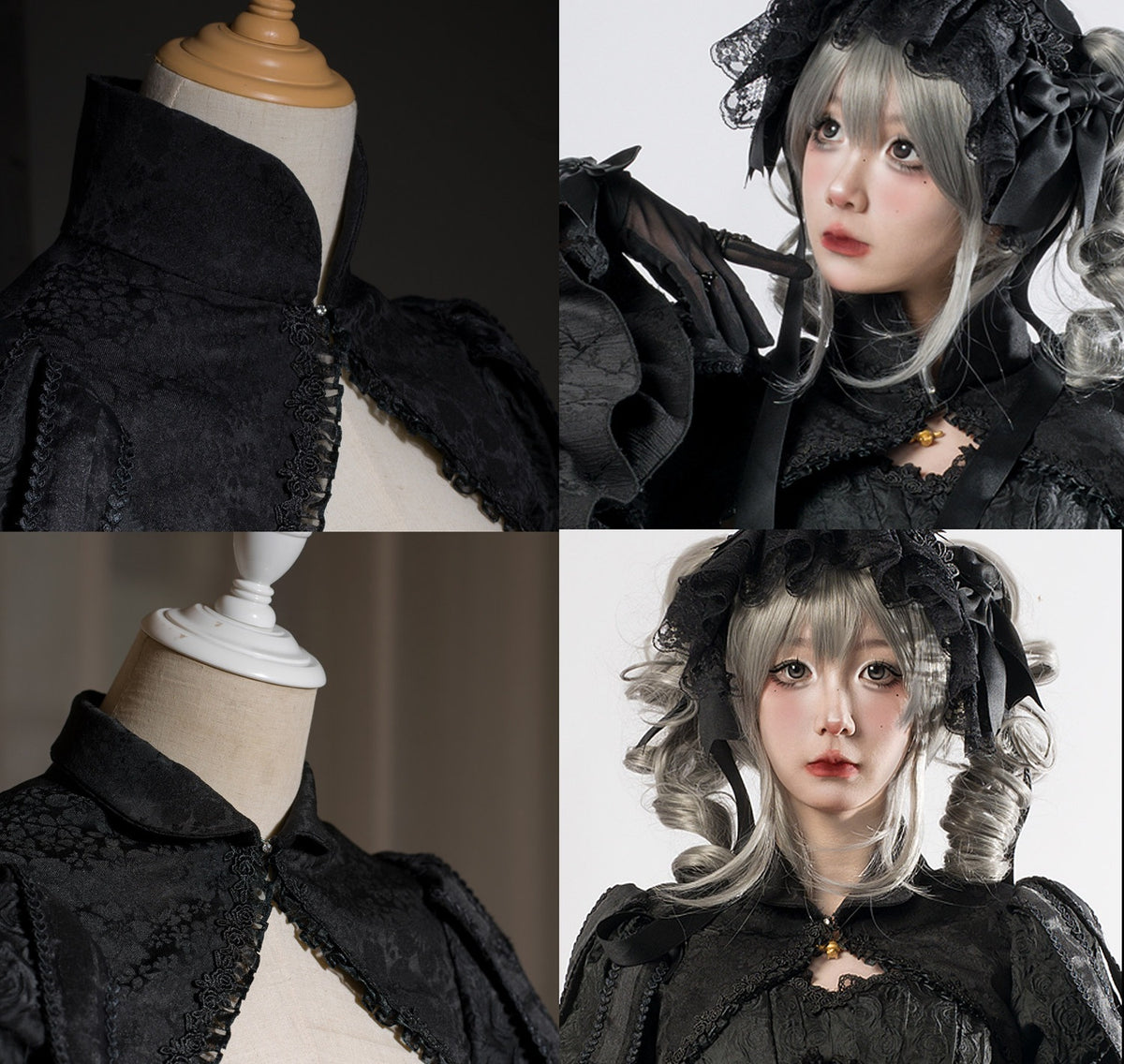 Caliburn Vintage Gothic Black & White Lolita JSK Full Set