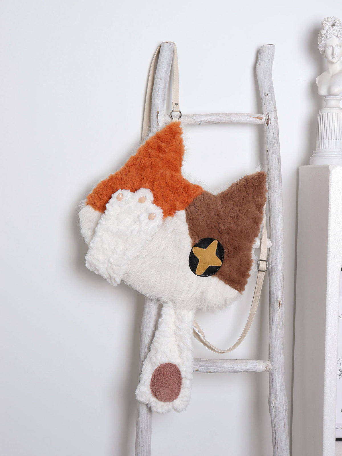 Face-Cover Calico Cat Plush Lolita 3-Way Bag