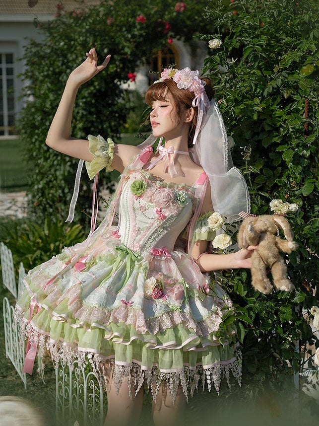 Blossom Summer Sweet Ballet Lolita Floral JSK Set