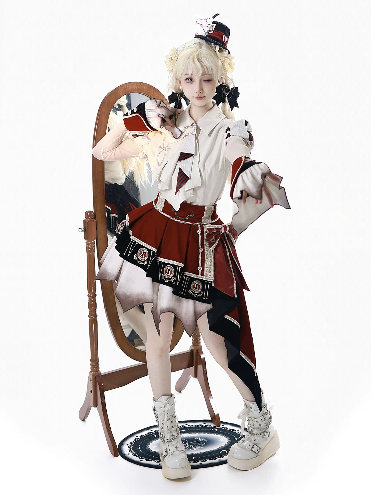 Burned Out Movement Academic Style Lolita White Classic SK Set