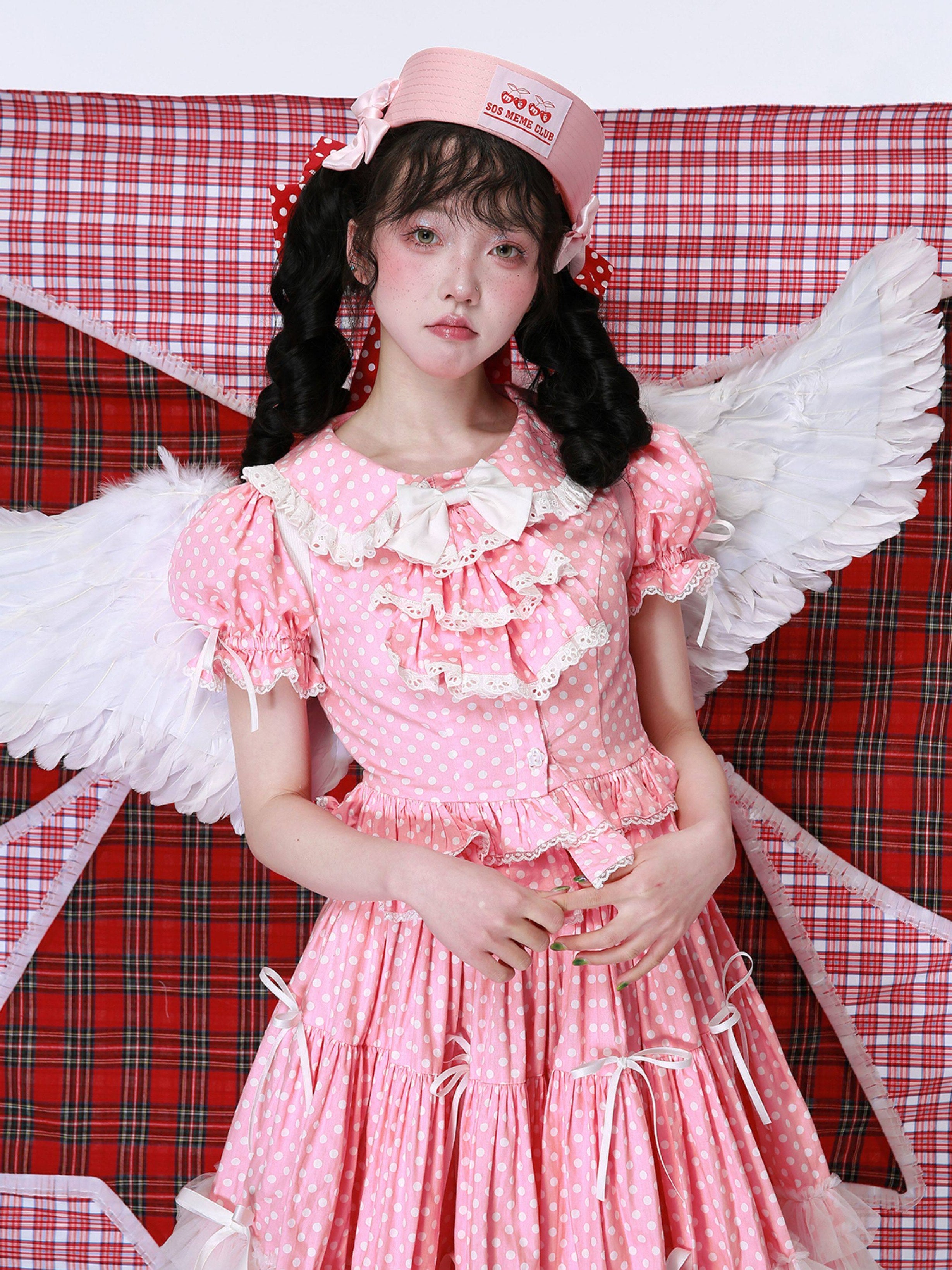 Candy Cottage Showa Retro Pink Polka Dot Set