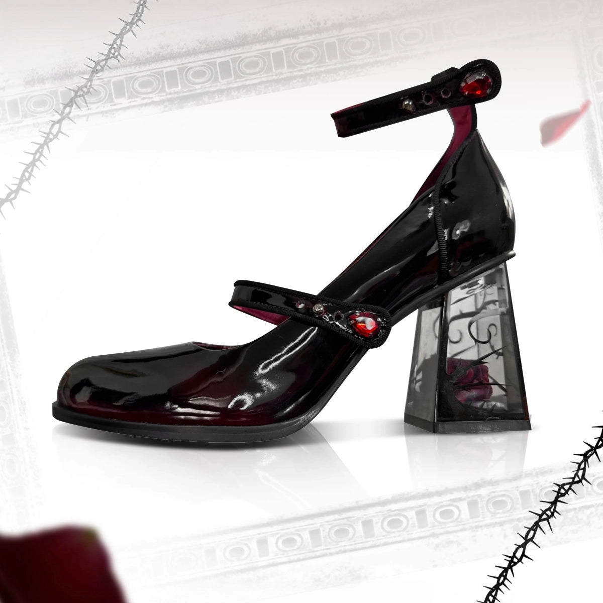 Rose in Wardbox Lolita Original Gothic Cool‑edgy Rose High Heeled Shoes