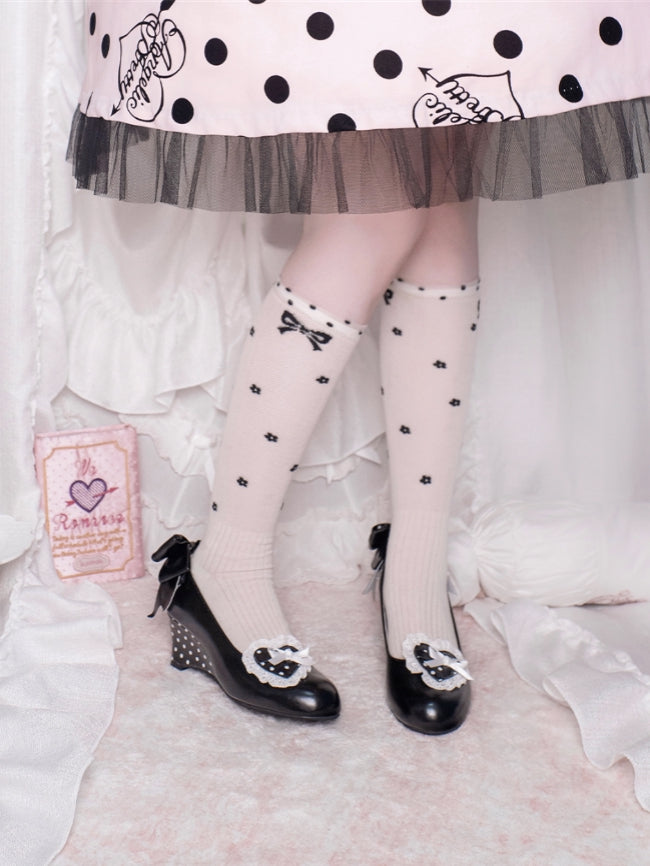 Little Snack Vintage‑Style Polka‑Dot Sweet Lolita Wedge‑Heel Shoes