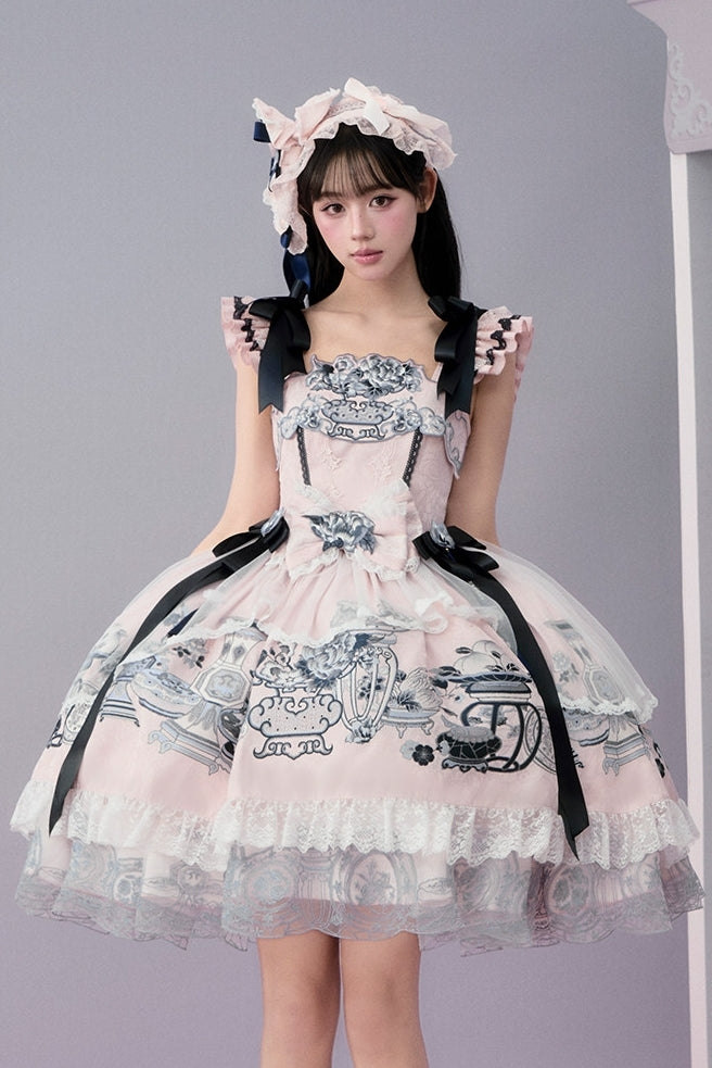 Celadon Jade Cup Japanese Style Pink JSK Dress