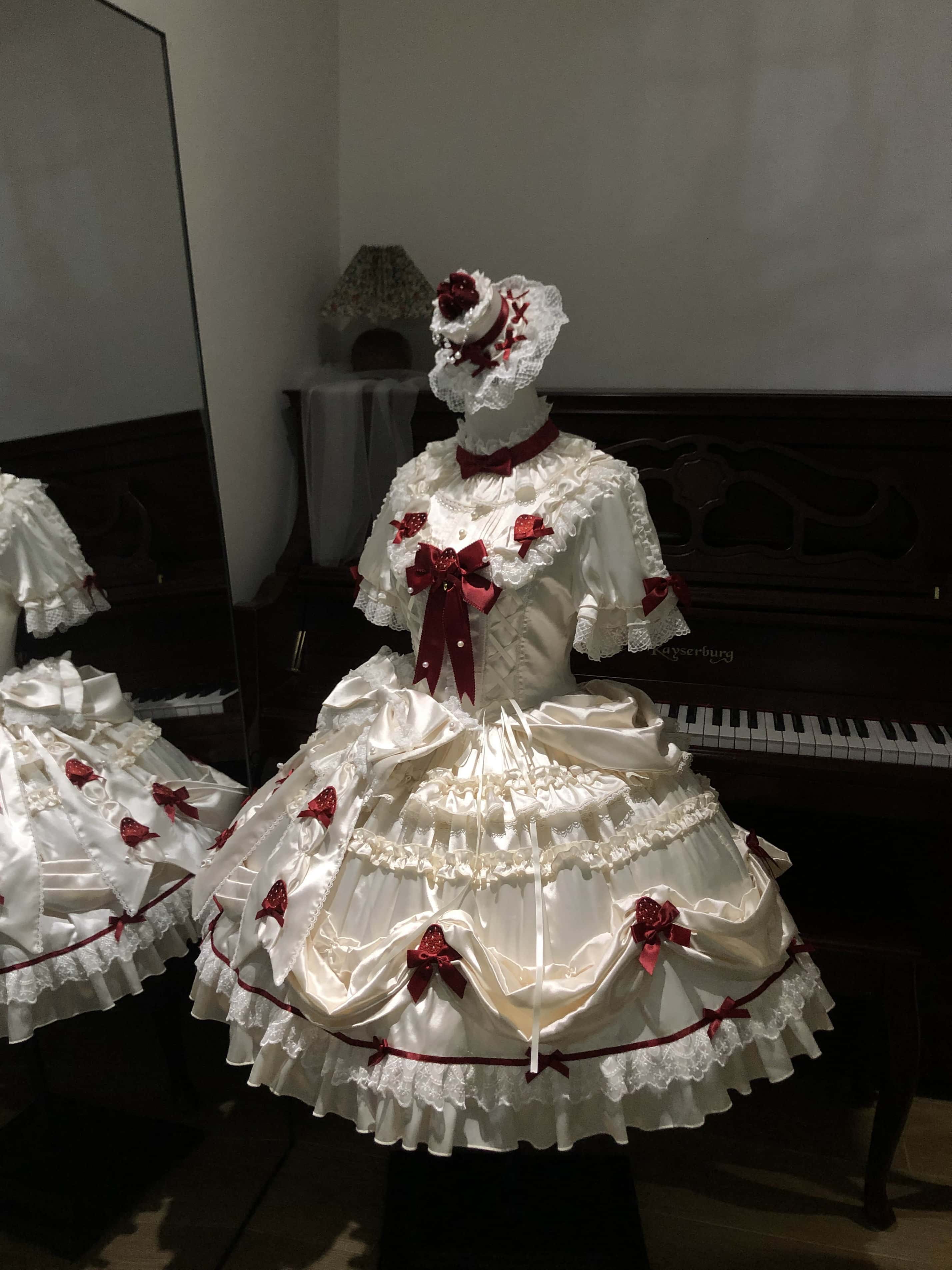 Paria Cream Strawberry Satin Lolita OP Dress