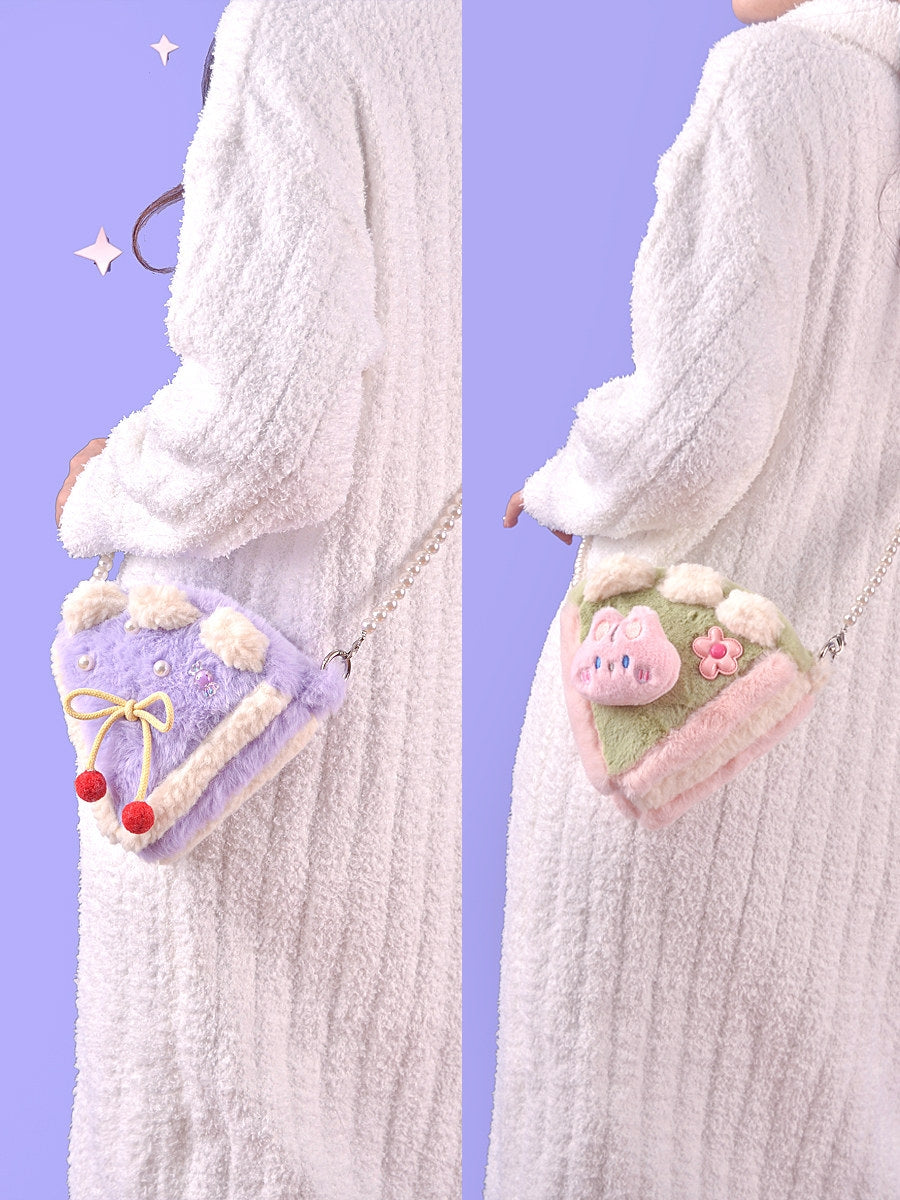 Matcha Cake Kawaii Plush Mini Storage Crossbody Bag