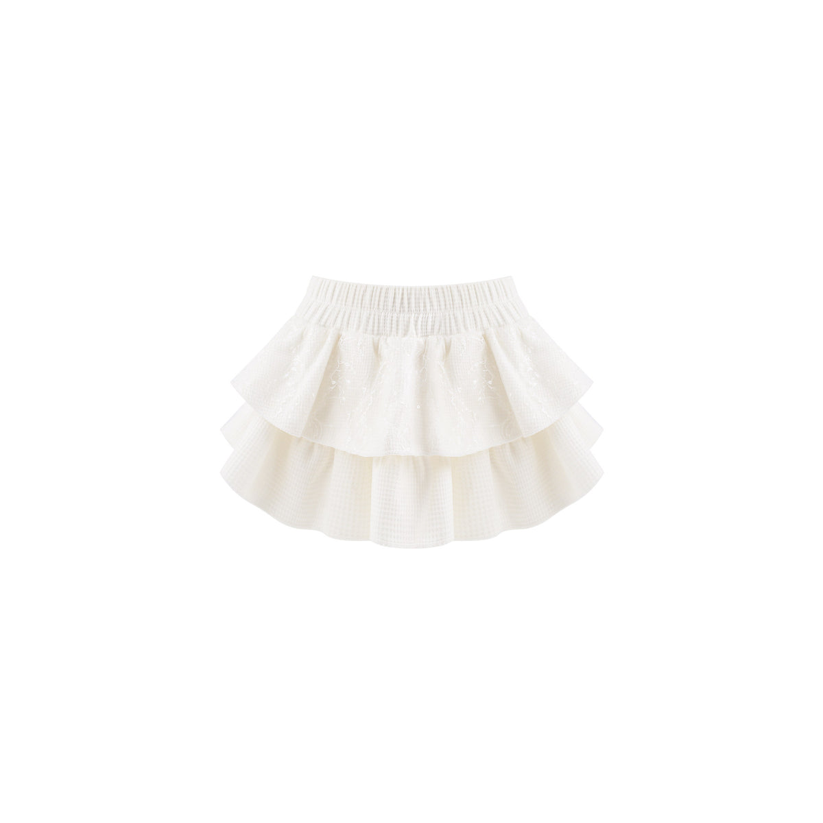 Daily Blue White Floral Cutout Top Off-White Short Skirt Girly Autumn Set