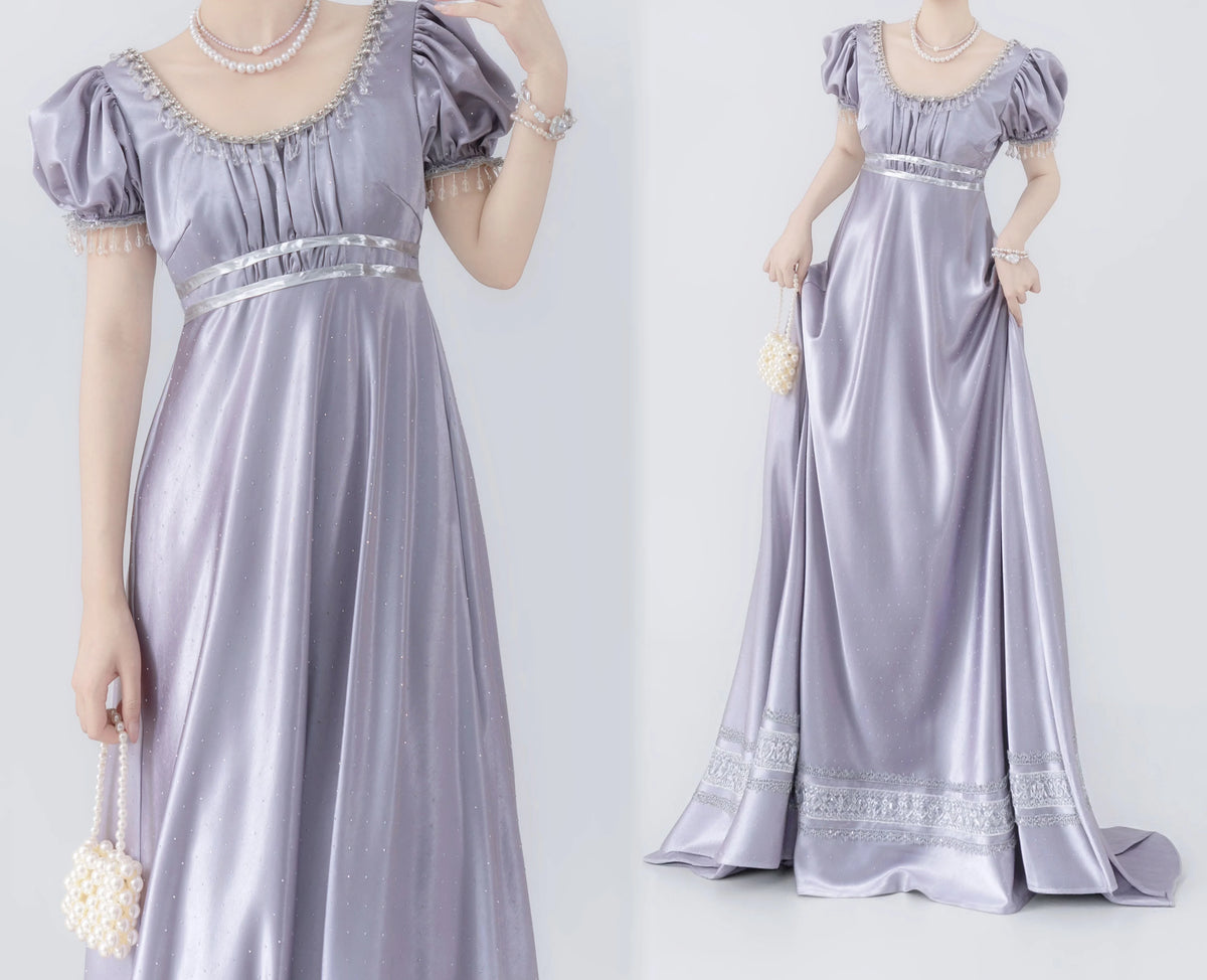 War and Peace Hepburn‑Style Palace Satin Empire Waist Lolita Dress