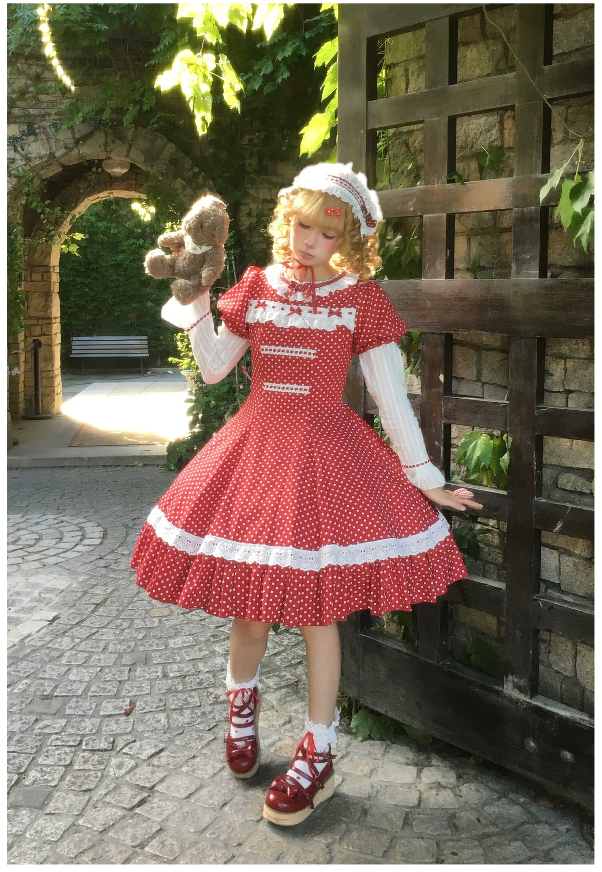 Showa Chronicle Old‑School Sweet Polka‑Dot Lolita OP / JSK Dress