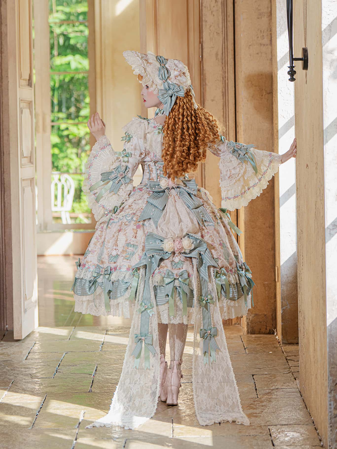 Antique Gem Fragrance Lolita Green Long Dress Set