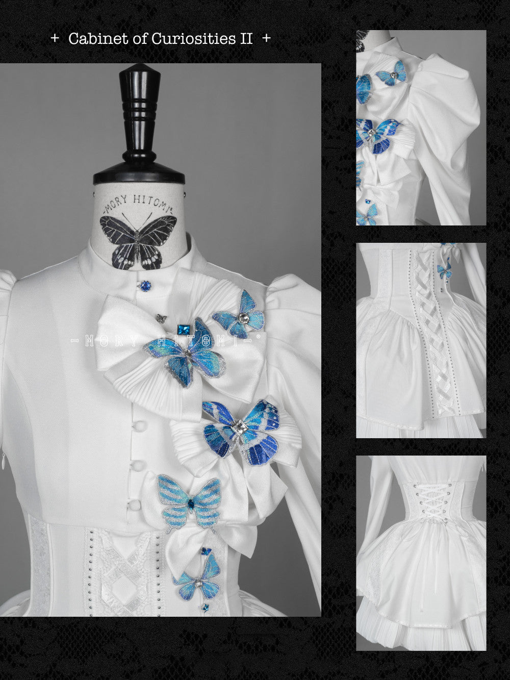 Cabinet Of Curiosities II Dark Gothic Butterfly Stand Collar Short OP Dress