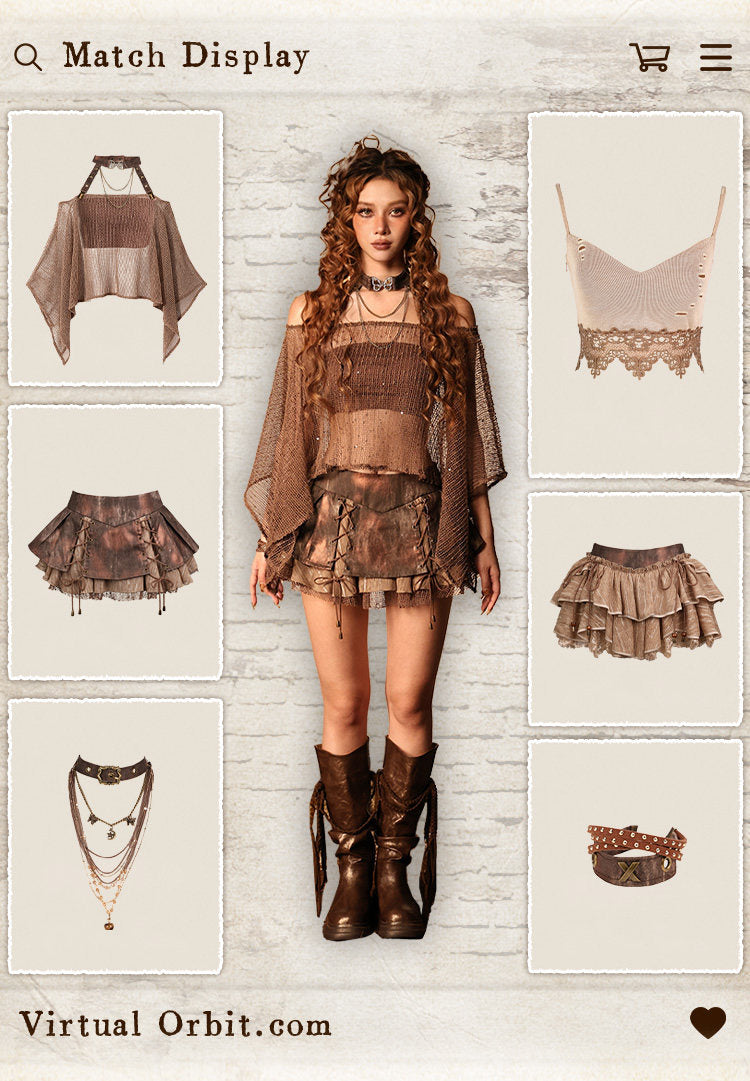 Ember Wasteland Butterfly Batwing Net Mesh Shrug with Choker Chain Hardware