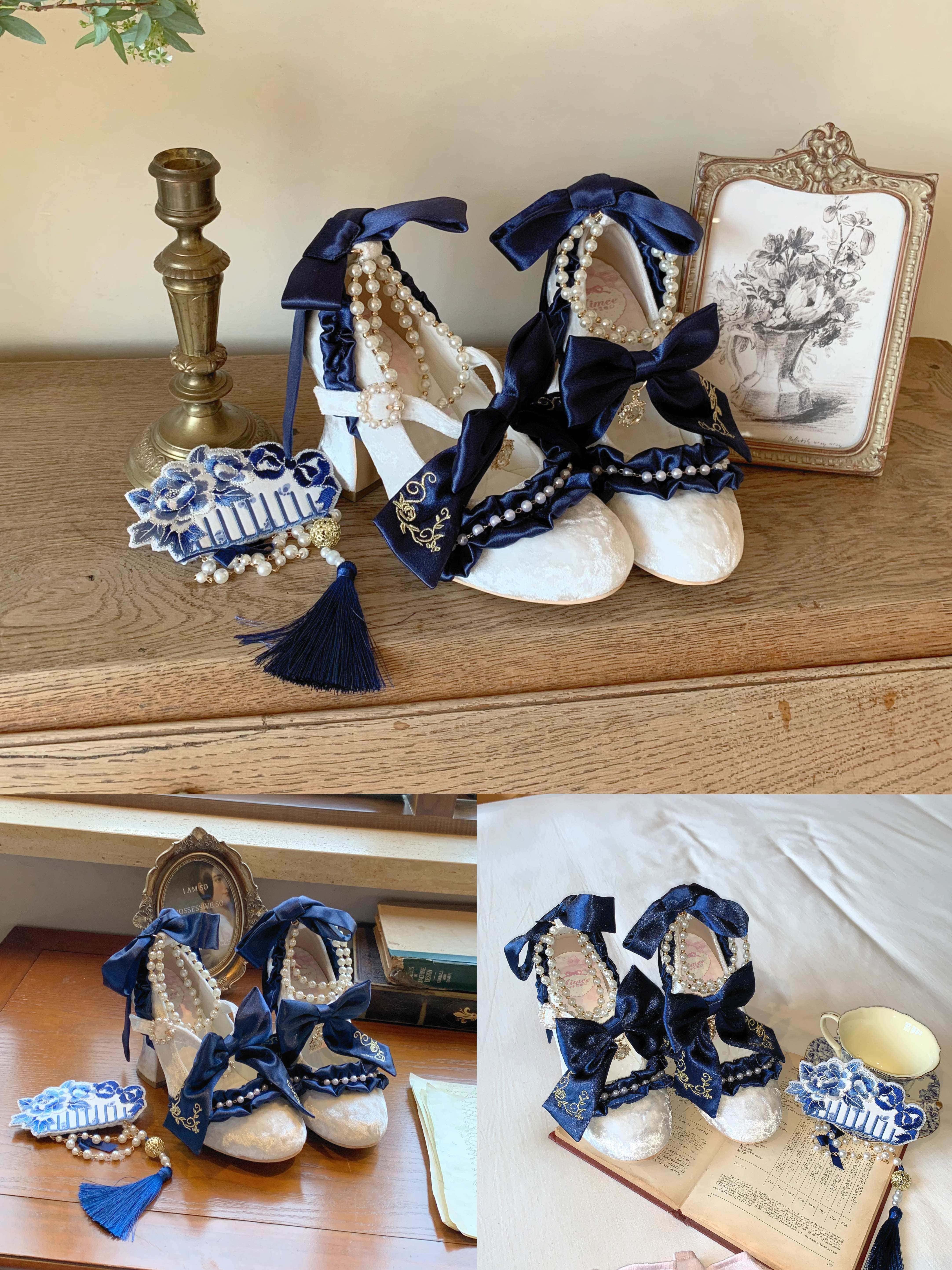 Ribbon Hymn 2.0 Lolita Vintage Heavy Craft Bridal Heels