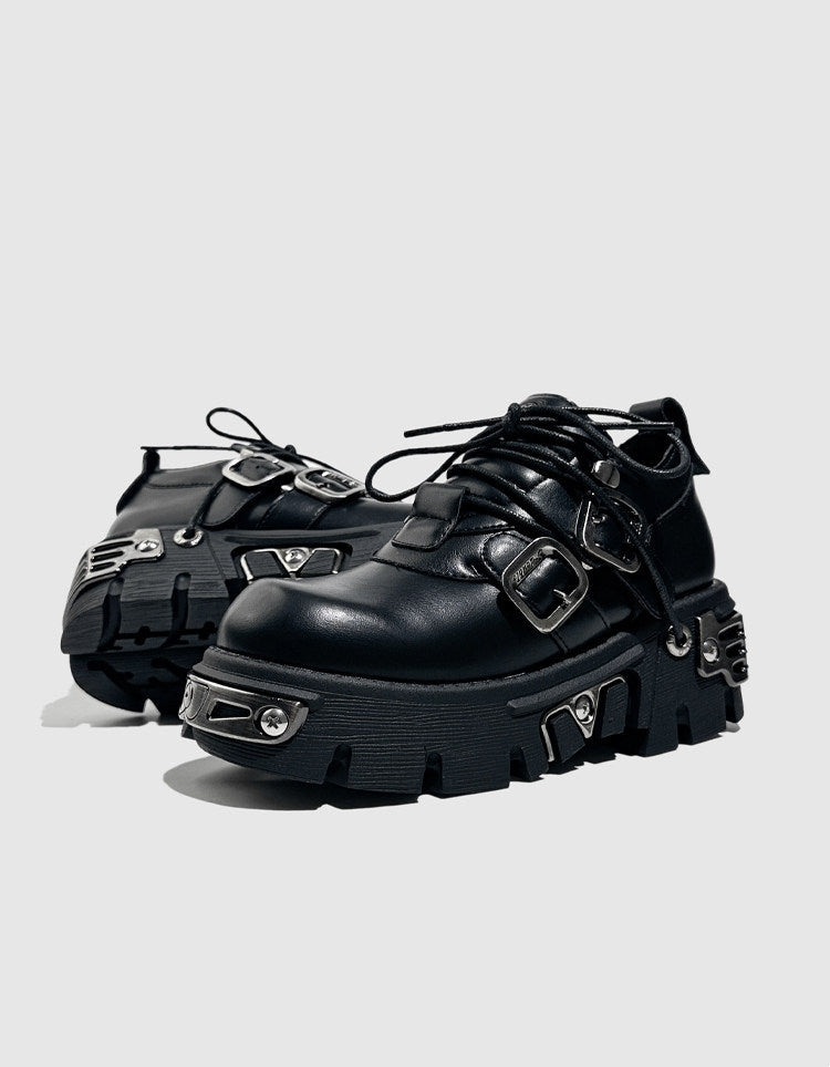 Spanish‑Inspired Dark Gothic Punk Alt‑Fashion Chunky Platform Shoes