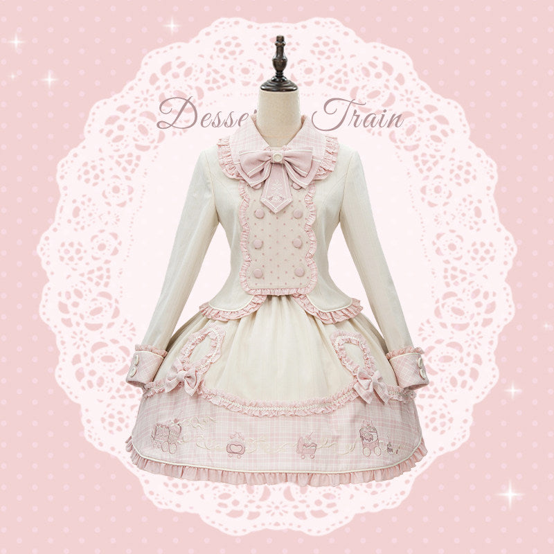 Dessert Train Sweet Lolita Inner Top & SK Jumper Skirt Set