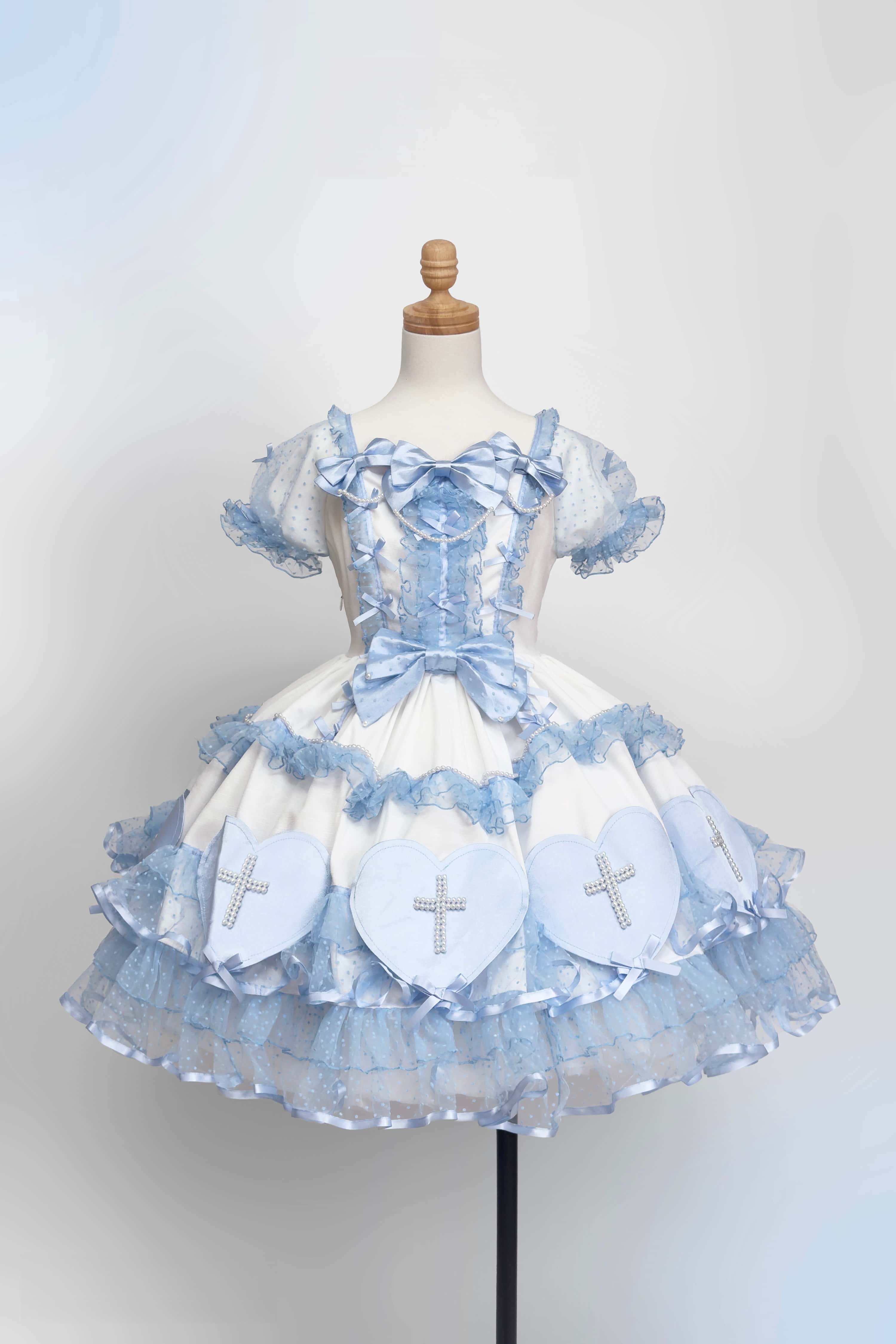 Showa Cross Lovers Lolita Blue White OP Dress