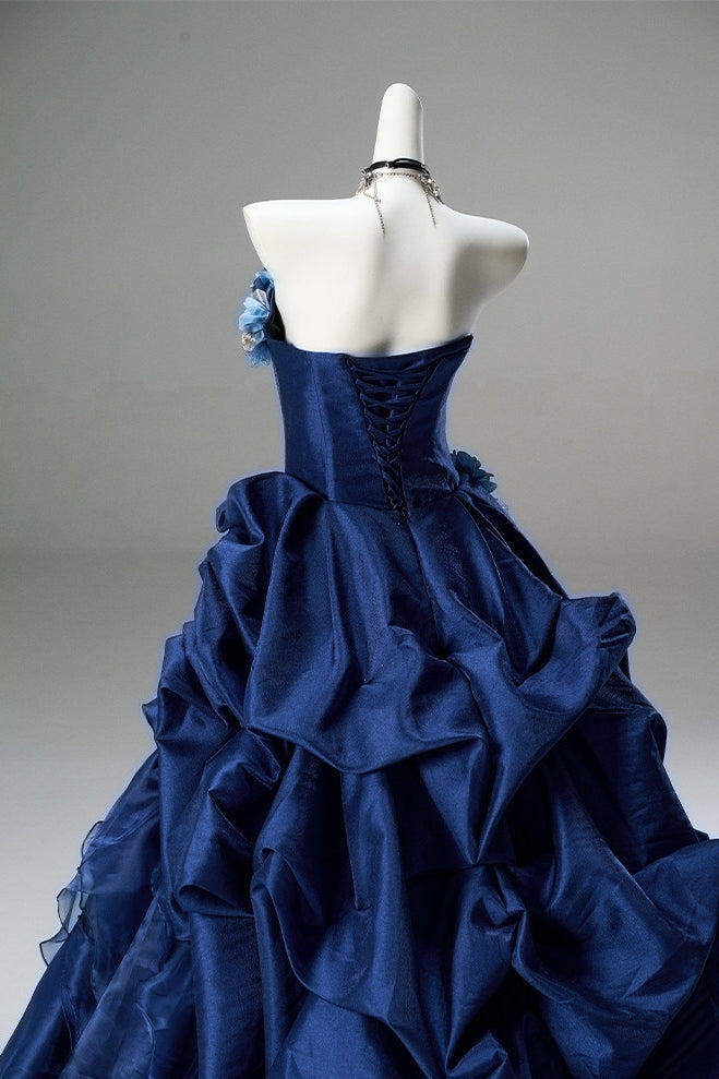 Kiss of the Falling Ice Navy Blue Vintage Ballgown Formal Ceremony Dress