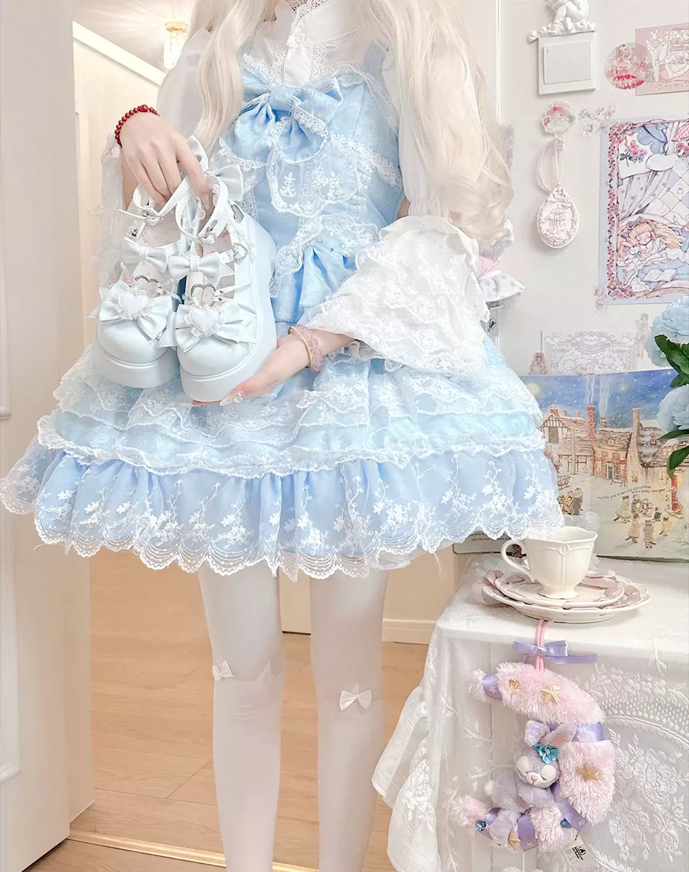 DokiDoki Sweet Lolita Platform Mary Jane Heart Buckle Bow Shoes
