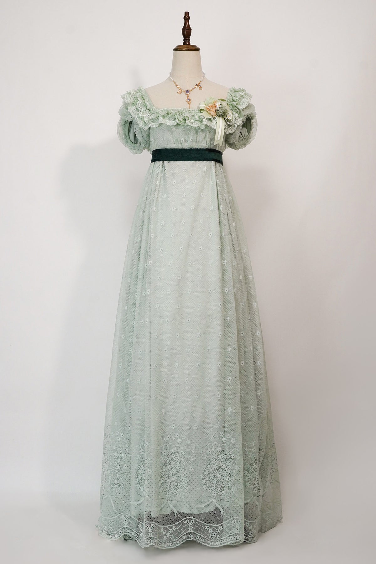 Bathing in Light Green Empire Waist Lolita OP Dress