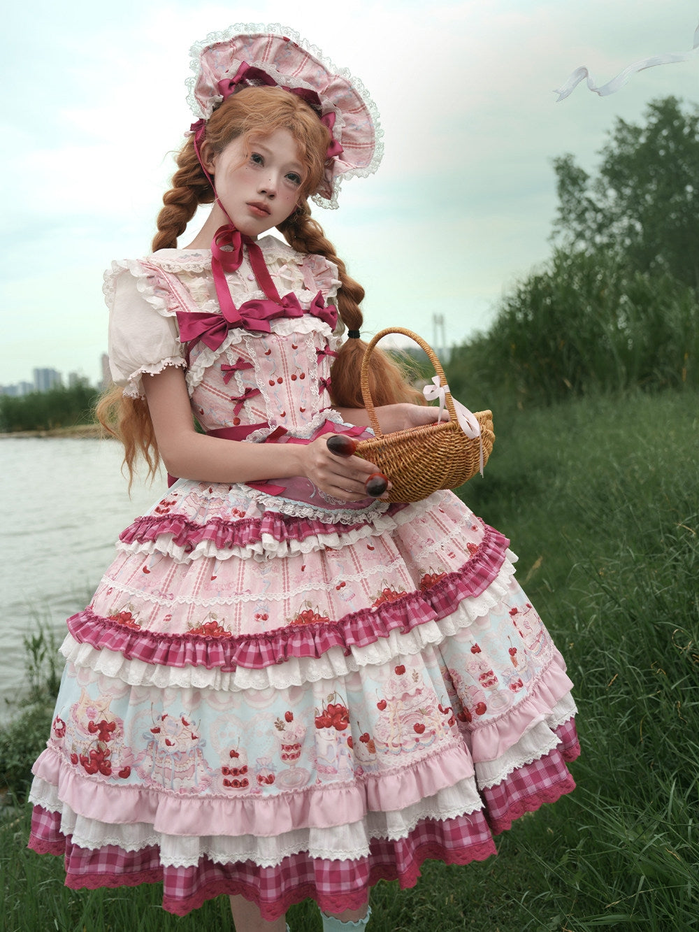 Cherry Cake Lolita Sweet Pink JSK Dress