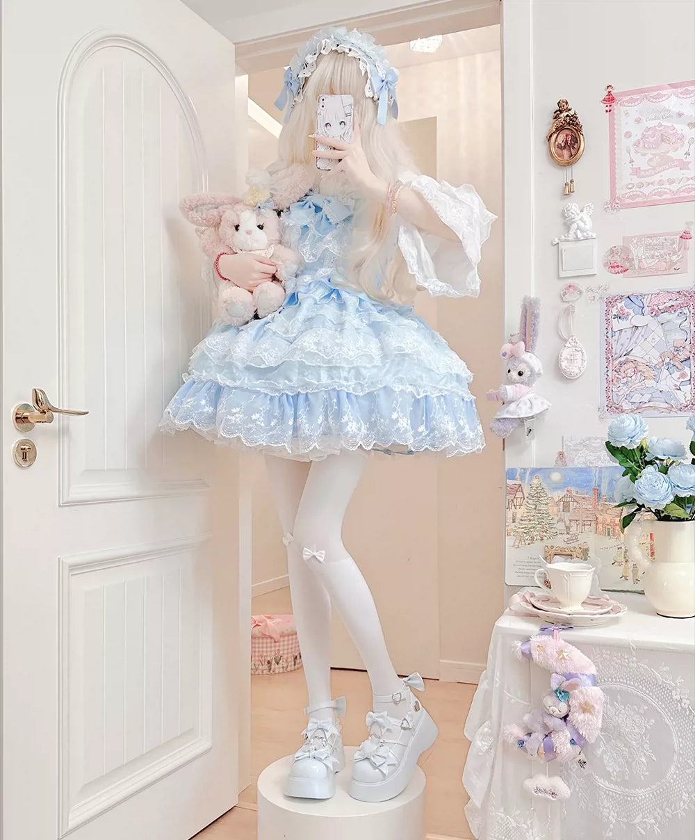 DokiDoki Sweet Lolita Platform Mary Jane Heart Buckle Bow Shoes