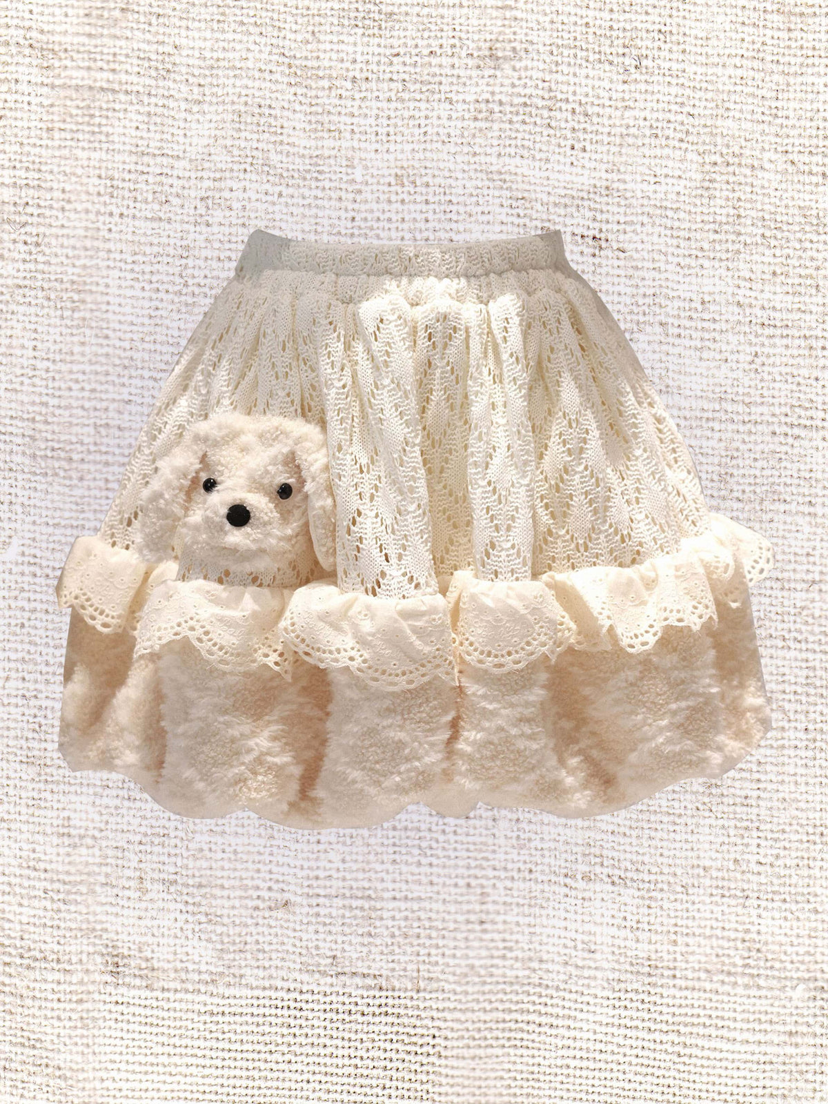 Fluffy Puppy Sweet Lolita Cross Collar Blouse Inner Dress Knit Apron Full Set
