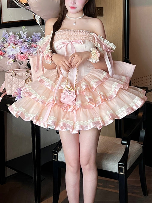 Princess Ribbon Formal Dress (Sweet Pink & Black) LFD0015