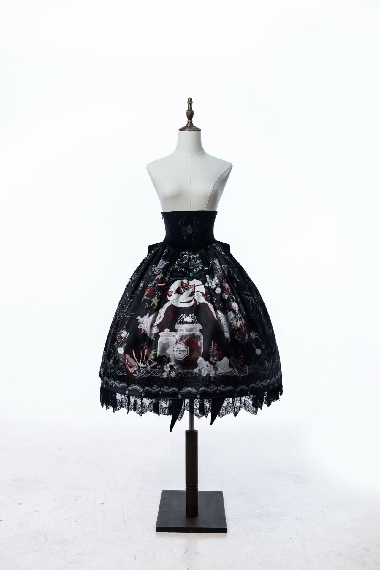 Hunting Strawberry Velvet Gothic Sweet Lolita Dress SK & Jacket Set