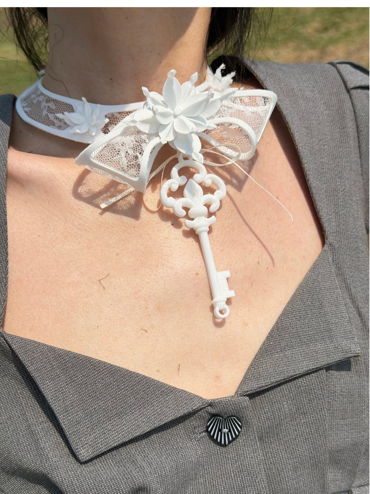 Lace Key Choker Original 3D Printed Stereo Necklace Choker