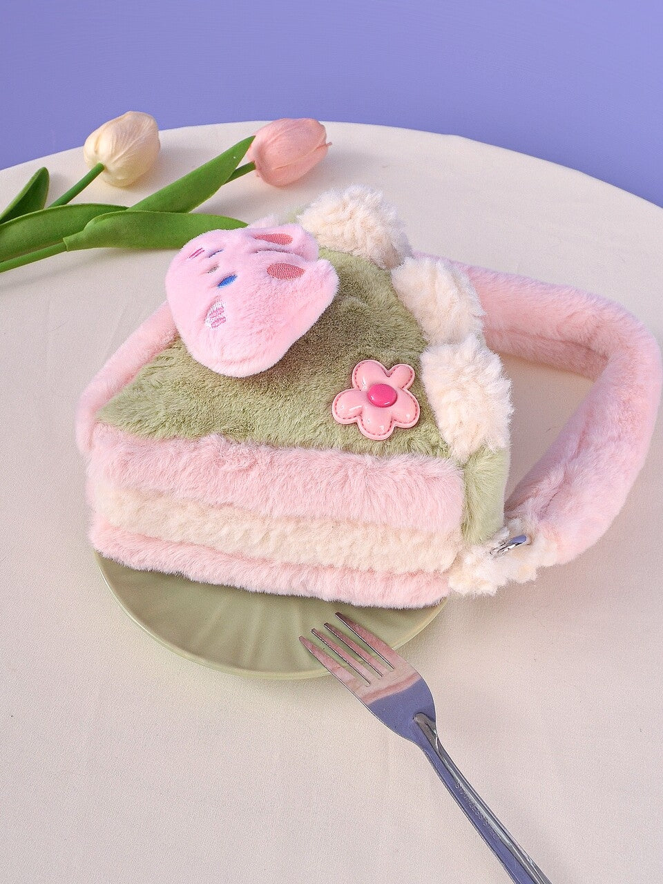 Matcha Cake Kawaii Plush Mini Storage Crossbody Bag
