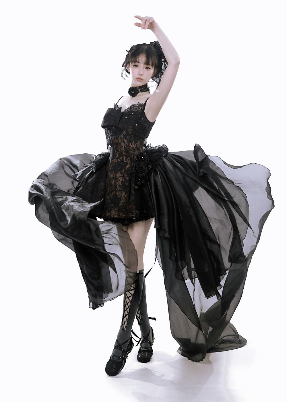 Upper East Maidens Gothic Bridal Long Train Lolita JSK Dress