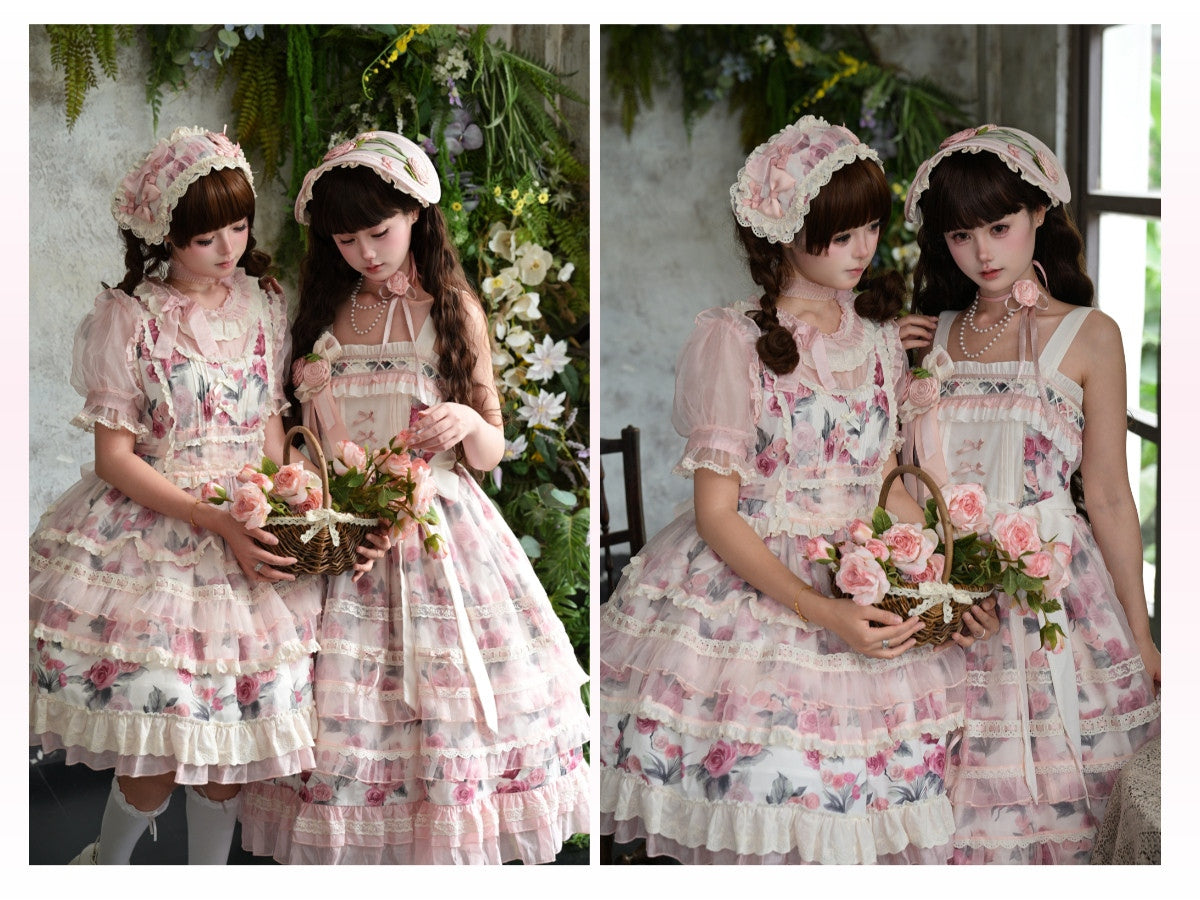 Chloris Rose Garden Classic Sweet Lolita OP JSK & Accessories Set