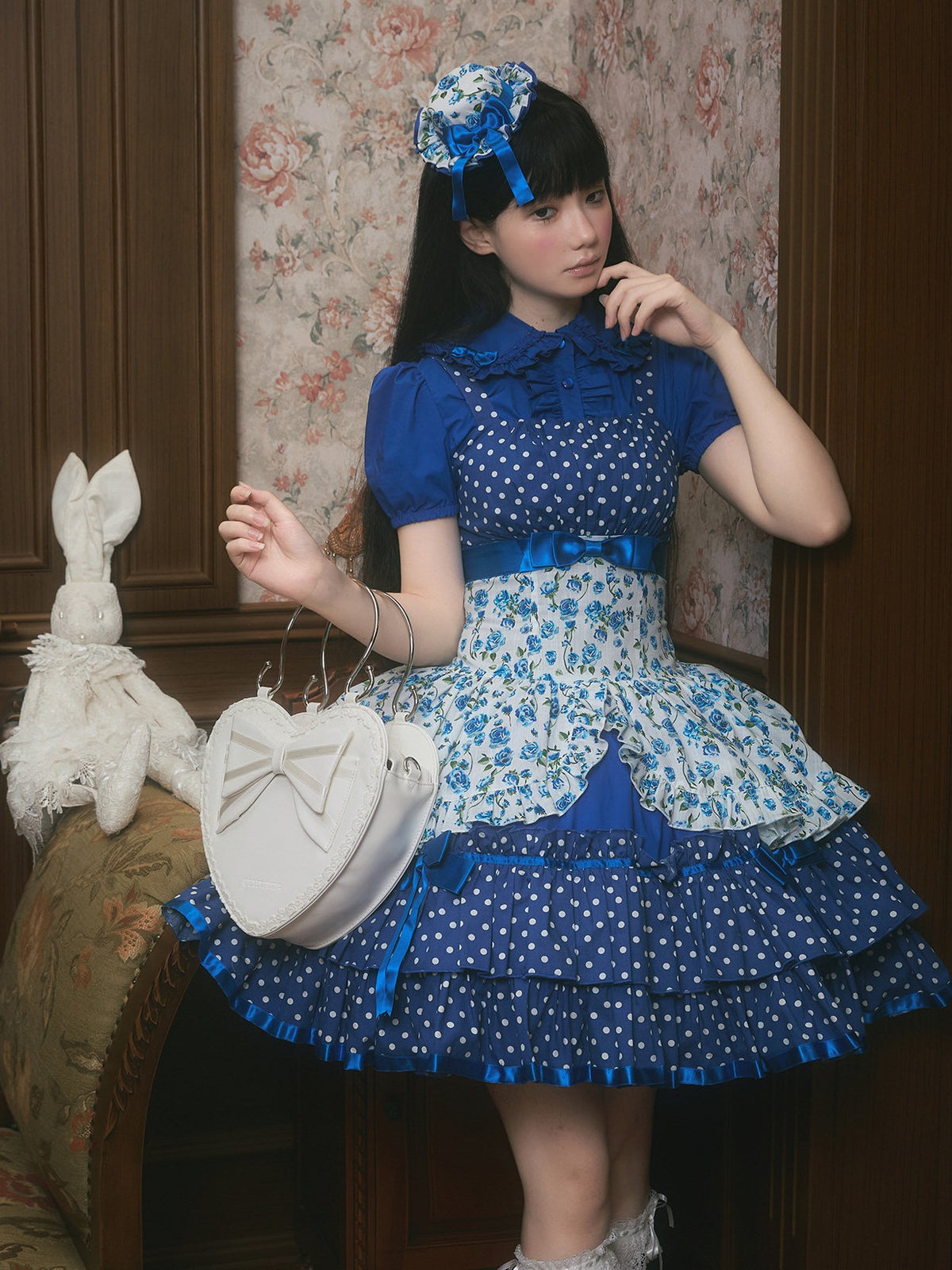 Li Bobo Vintage Polka‑dot Lolita JSK & Blouse Set